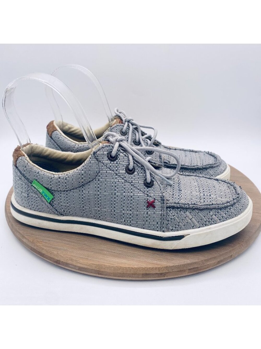 Twisted X Boat Shoes Womens 7 Gray Canvas Slip On Casual Sneakers Preppy